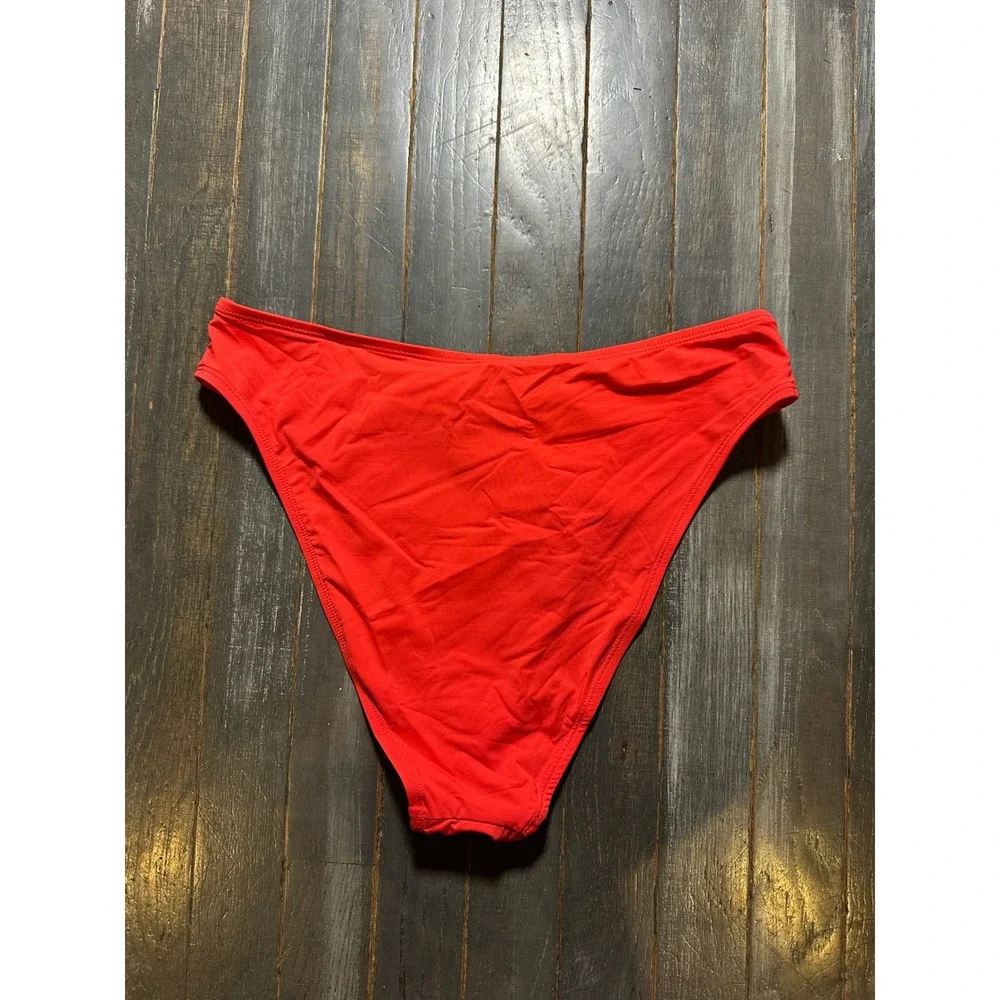 Cupshe Womens Red High Leg Bikini Bottom Swimwear Solid
